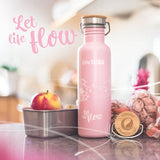 ECOtanka-flowTANKA-800ml-limitierte-Sonderedition-Edelstahl-Trinkflasche-rosa-mit-handgezeichneter-Pusteblume-und-Edelstahl-Fachverschluss-mit-Bambusplättchen-aus-nachhaltigem-Anbau-und-Tragegriff
