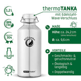 ECOtanka-thermoTANKA-1200ml-isolierende-doppelwandige-Edelstahl-Thermo-Trinkflasche-silber-mit-Wave-Edelstahl-Flachverschluss-mit-Tragegriff Alternativen Text bearbeiten