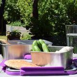 ECOtanka-lunchBOX-2000ml-Edelstahl-Brotdose-silber-mit-Verschlussrahmen-lila-und-Dichtung