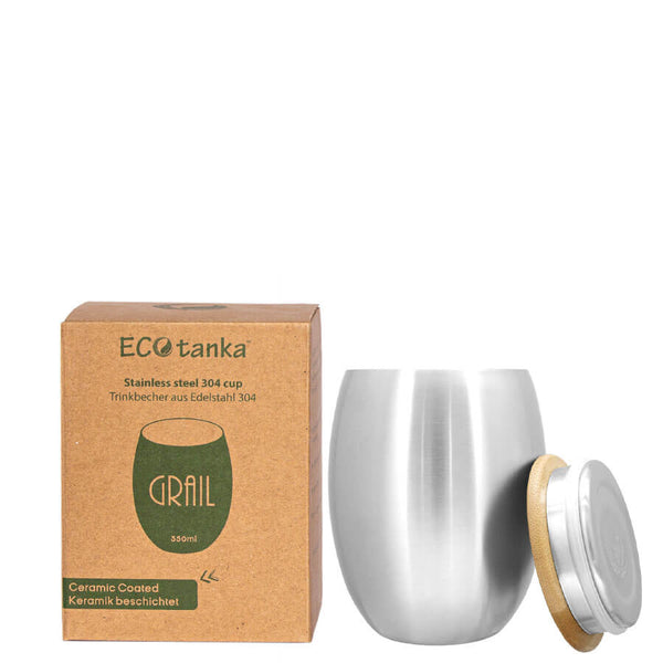 ECOtanka-Cup-350ml-doppelwandiger-Edelstahl-Trinkbecher-silber-mit-Keramikbeschichtung-innen-und-Edelstahl-Bambus-Becherdeckel