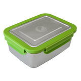 ECOtanka-lunchBOX-2000ml-Edelstahl-Brotdose-silber-mit-Verschlussrahmen-Grün-und-Dichtung