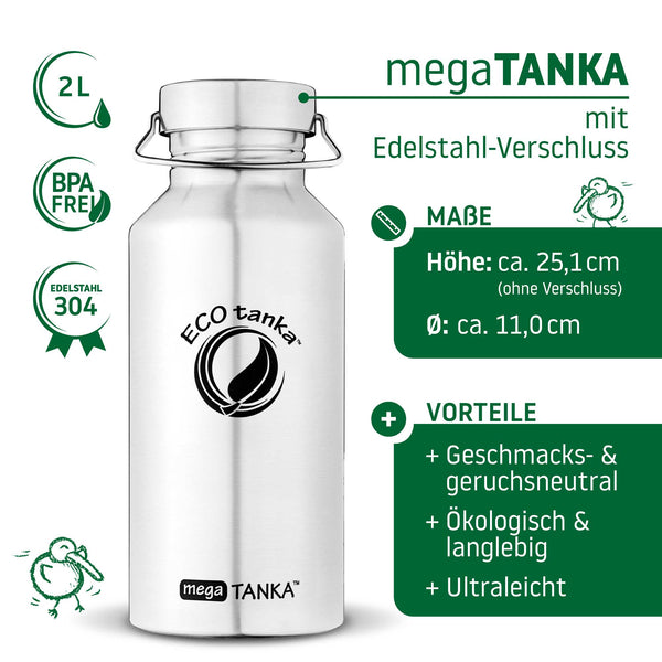 ECOtanka-megaTANKA-2000ml-Edelstahl-Trinkflasche-silber-mit-Wave-Edelstahl-Flachverschluss-mit-Tragegriff
