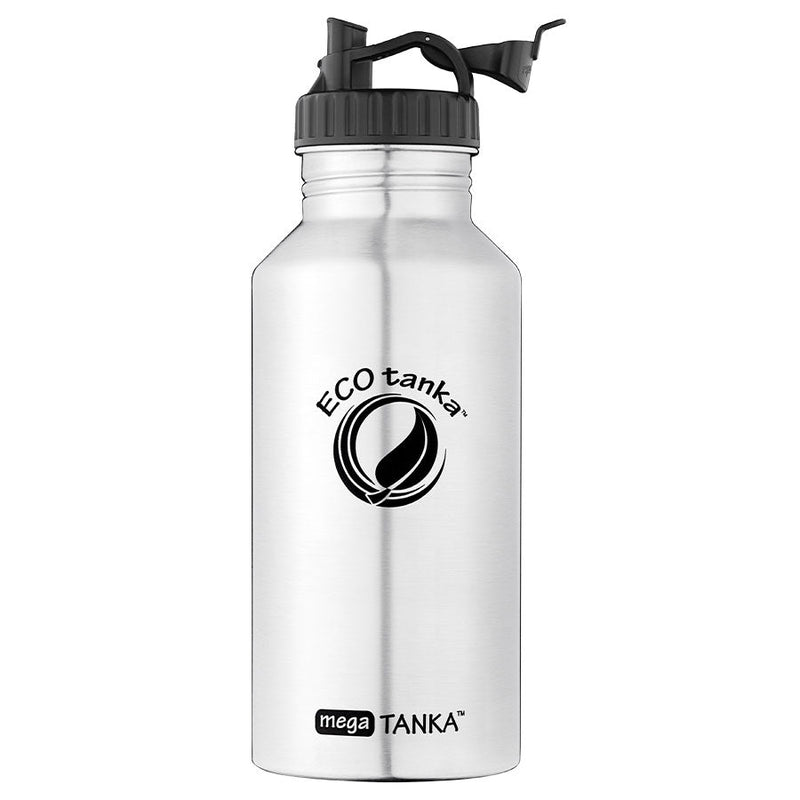 ECOtanka-megaTANKA-2000ml-Edelstahl-Trinkflasche-silber-mit-Poly-Loop-Verschluss-schwarz-PP5-Polypropylen