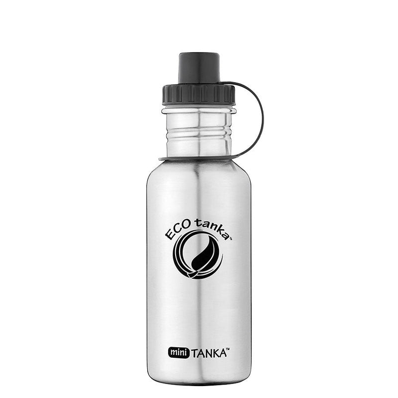 ECOtanka-miniTANKA-600ml-Edelstahl-Trinkflasche-silber-mit-Sport-Verschluss-2-teilig-mit-Staubkäppchen-schwarz-PP5-Polypropylen