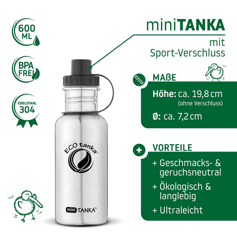 ECOtanka-miniTANKA-600ml-Edelstahl-Trinkflasche-silber-mit-Sport-Verschluss-2-teilig-mit-Staubkäppchen-schwarz-PP5-Polypropylen