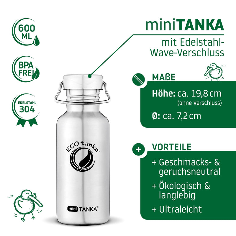ECOtanka-miniTANKA-600ml-Edelstahl-Trinkflasche-silber-mit-Wave-Edelstahl-Flachverschluss-mit-Tragegriff