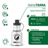 ECOtanka-teenyTANKA-350ml-Edelstahl-Trinkflasche-silber-mit-Sport-Verschluss-2-teilig-mit-Staubkäppchen-schwarz-PP5-Polypropylen