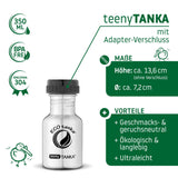 ECOtanka-teenyTANKA-350ml-Edelstahl-Trinkflasche-silber-mit-Adapter-Verschluss-2-teilig-schwarz-PP5-Polypropylen