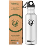 ECOtanka-trekkaTANKA-1000ml-Edelstahl-Trinkflasche-silber-mit-Poly-Loop-Verschluss-schwarz-PP5-Polypropylen-mit-Karabinerhaken