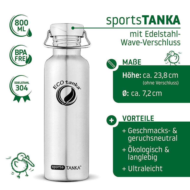 ECOtanka-sportsTANKA-800ml-Edelstahl-Trinkflasche-silber-mit-Wave-Edelstahl-Flachverschluss-mit-Tragegriff  Alternativen Text bearbeiten