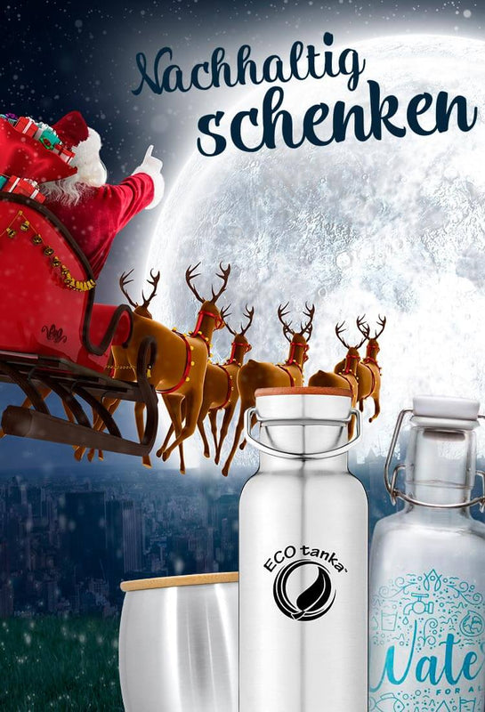 wasser-aktuell Weihnachtsbanner Edelstahl Trinkflasche und Becher und Soulbottle als Geschenkidee