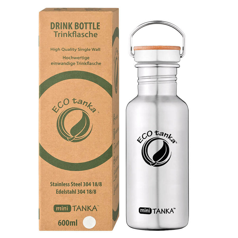 ECOtanka-miniTANKA-600ml-Edelstahl-Trinkflasche-silber-mit-Edelstahl-Fachverschluss-mit-Bambusplättchen-aus-nachhaltigem-Anbau-und-Tragegriff