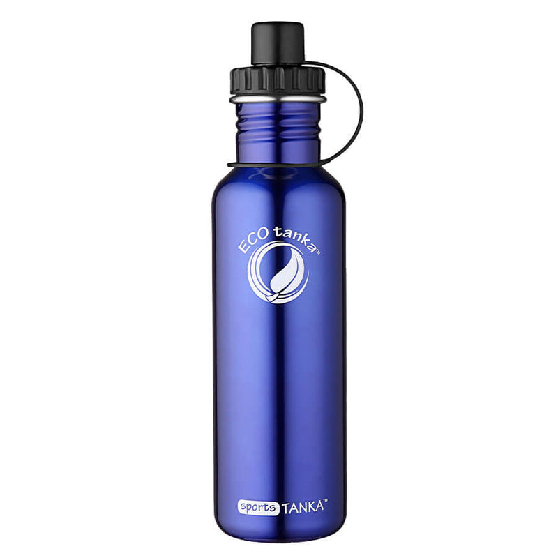 ECOtanka-sportsTANKA-800ml-Edelstahl-Trinkflasche-blau-mit-Sport-Verschluss-2-teilig-mit-Staubkäppchen-schwarz-PP5-Polypropylen