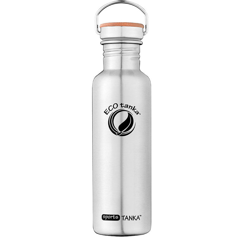 ECOtanka-sportsTANKA-800ml-Edelstahl-Trinkflasche-silber-mit-Edelstahl-Fachverschluss-mit-Bambusplättchen-aus-nachhaltigem-Anbau-und-Tragegriff