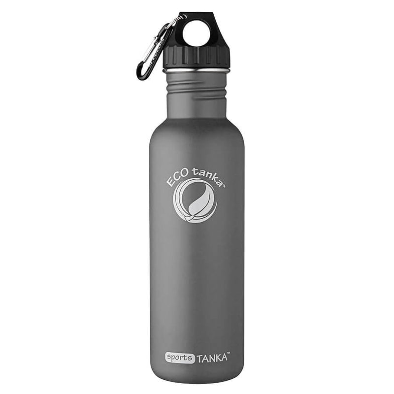 ECOtanka-sportsTANKA-800ml-Edelstahl-Trinkflasche-anthrazit-oliv-mit-Poly-Loop-Verschluss-schwarz-PP5-Polypropylen-mit-Karabinerhaken