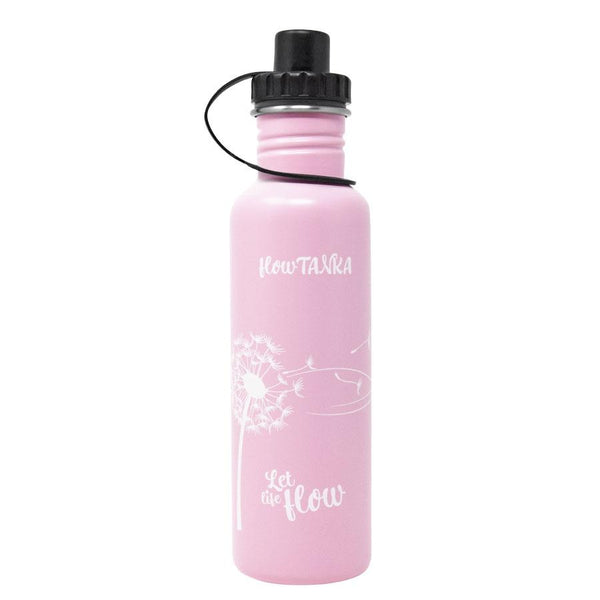 ECOtanka-flowTANKA-800ml-limitierte-Sonderedition-Edelstahl-Trinkflasche-rosa-mit-handgezeichneter-Pusteblume-und-Sport-Verschluss-2-teilig-mit-Staubkäppchen-schwarz-PP5-Polypropylen