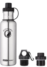 0,8l sportsTANKA™ Edelstahl Trinkflasche mit 3 Verschlüssen